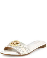 MICHAEL Michael Kors Michl Michl Kors Molly Flat Logo Slide Sandal Vanilla