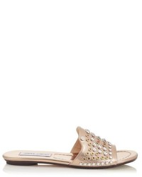 Jimmy Choo Nanda Nude Mirror Leather Slides With Studs