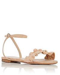 Chloé Ruffle Detail Suede Ankle Strap Sandals