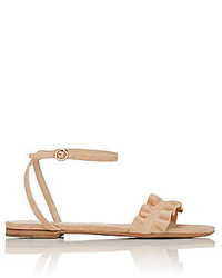 Chloé Ruffle Detail Suede Ankle Strap Sandals