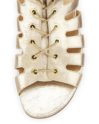 Stuart Weitzman Pantheon Gladiator Leather Sandal Oro
