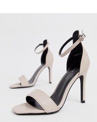 New Look 2 Part Heeled Sandal In Off White