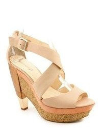 Boutique 9 Umberta Nude Leather Platforms Sandals Shoes