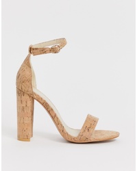 Glamorous Cork Barely There Block Heeled Sandals