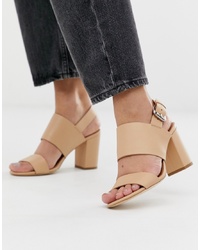 Other Stories Heeled Slingback Leather Sandals In Beige