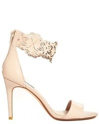 Dune Hilaze Nude Leather Ankle Cuff Heeled Sandals