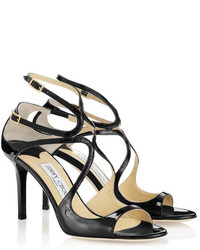 Jimmy Choo Ivette Black Patent Leather Strappy Sandals