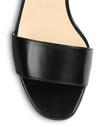 Manolo Blahnik Lauratom Leather Ankle Strap Sandals