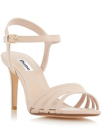 Dune London Maci Nude Strappy Two Part Mid Heel Sandal