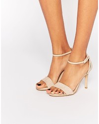 Dune Madeira Nude Snake Effect Barely There Heeled Sandals