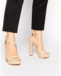 Windsor Smith Mariah Nude Leather Platform Heeled Sandals