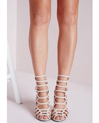 Missguided Laser Cut Heeled Sandals Nude