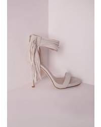 Missguided Tassel Ankle Strap Heeled Sandals Nude