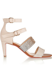 Christian Louboutin Multita 70 Leather And Python Sandals Beige