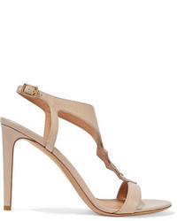 Salvatore Ferragamo Paneled Snake Effect And Smooth Leather Sandals
