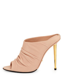 Tom Ford Ruched Leather High Heel Mule Nude