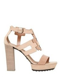 Tod's 100mm Brushed Leather Nubuck Sandals
