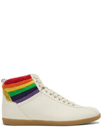 Gucci White Rainbow High Top Sneakers
