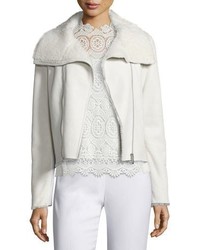 Elie Tahari Claudette Zip Front Lamb Fur Jacket