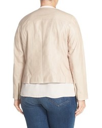 Halogen Collarless Leather Jacket