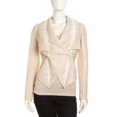 Line Faux Leather Strip Jacket Beige, $149 | Last Call by Neiman Marcus ...