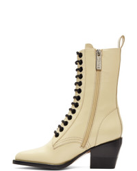 Chloé Yellow Lace Up Boots