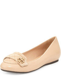 Tory Burch Leila Quilted Ballerina Loafer Beige