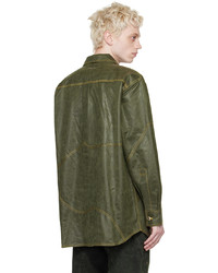 Andersson Bell Khaki Wave Faux Leather Shirt
