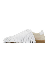 Lanvin Beige And White Fringe Sneakers