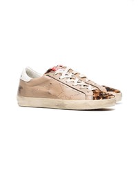 Golden Goose Deluxe Brand Nude Brown And White Leather Sneakers