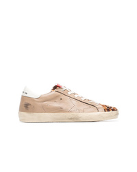 Golden Goose Deluxe Brand Nude Brown And White Leather Sneakers