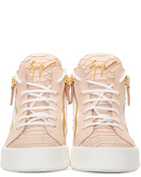 Giuseppe Zanotti Pink Croc Embossed Mid Top London Sneakers