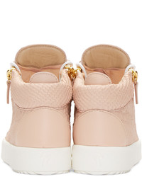 Giuseppe Zanotti Pink Croc Embossed Mid Top London Sneakers