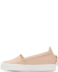 Giuseppe Zanotti Pink Embossed Leather May Slip On Sneakers