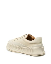 Jil Sander Ridged Lace Up Leather Sneakers