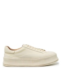 Jil Sander Ridged Lace Up Leather Sneakers