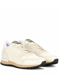 Valentino Rockrunner Suede And Leather Sneakers
