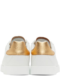 Dolce & Gabbana White Gold Portofino Sneakers