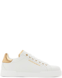 Dolce & Gabbana White Gold Portofino Sneakers