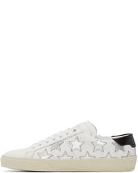 Saint Laurent White Silver Stars Court Classic Sneakers