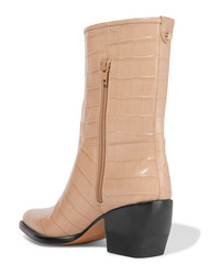 Chloé Vinny Croc Effect Leather Ankle Boots