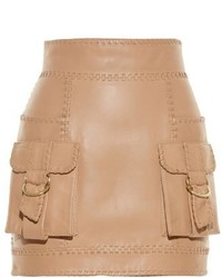 Balmain Cargo Pocket Leather Mini Skirt