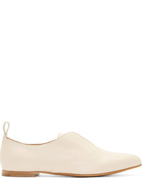 Chloé Ivory Leather Pointed Slip On Oxfords