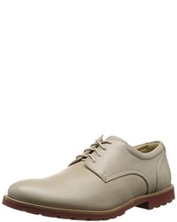 Beige Leather Oxford Shoes