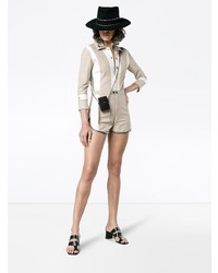 Skiim Grace Buttoned Leather And Suede Playsuit
