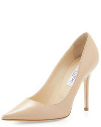 Jimmy Choo Abel Leather Pointy Toe Pump Nude
