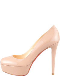 Christian Louboutin Bianca Patent Leather Platform Red Sole Pump Nude