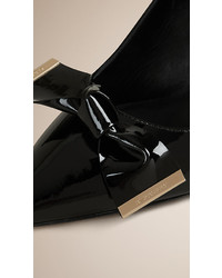 Burberry Bow Detail Patent Leather Pumps