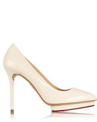 Charlotte Olympia Debbie Patent Leather Pumps Off White