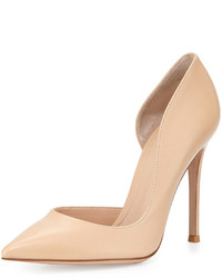 Gianvito Rossi Leather Open Side Pump Nude